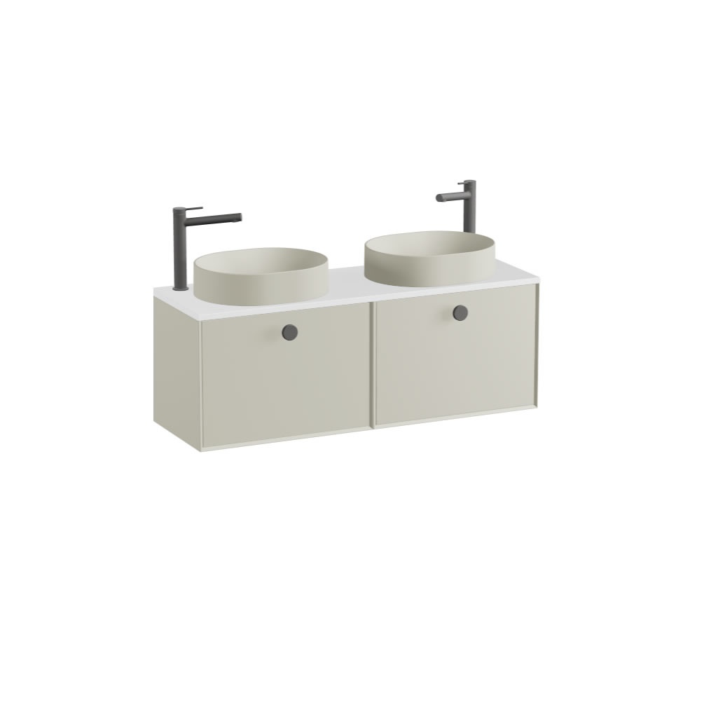 Vado Safari Smooth 1200mm Cashmere Wall Hung Vanity Unit & Gloss White Worktop